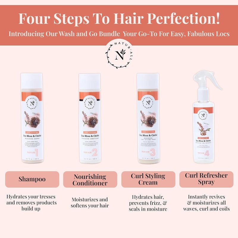 NaturAll Sea Moss Wash & Go Hair Growth Shampoo for Men & Women - Paraben-Free, Sulfate-Free Anti Frizz, Anti Thinning, Volumizing & Clarifying Shampoo for All Hair Types 8.5 Oz - Image 3