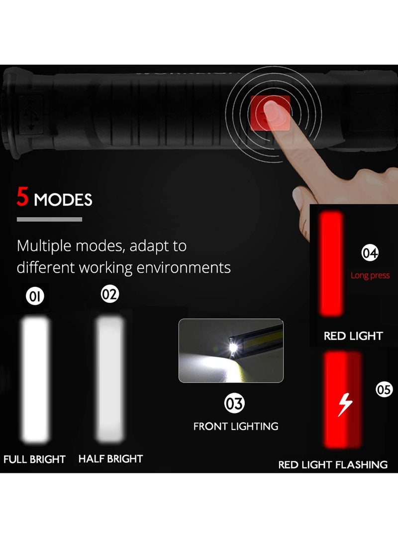Generic Rechargeable Work Lights, 2PCS LED Work Light, with Magnetic Base and 360¡ã Rotation Stand, 5 Modes COB Bright Flashlights Inspection Light for Car Repair, Home, Garage, Emergency, BBQ, Camping  - Image 5