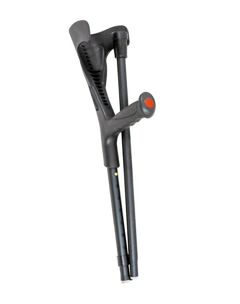 PEPE Mobility Folding Crutch for Adults (x1 Unit), Open Cuff, Adjustable Height, Aluminium, Orthopaedic, Elbow Crutches Women and Men, Black - Image 1