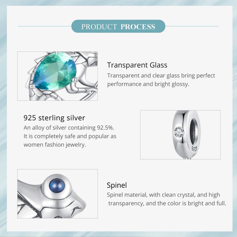 Excefore 925 Sterling Silver Animal Pendant Beads, Bead Charms for Bracelets, Girls Jewelry Beads Women Gift Bracelets and Necklaces, Crystal Everyday Accessories (Chameleon Pendant) - Image 3