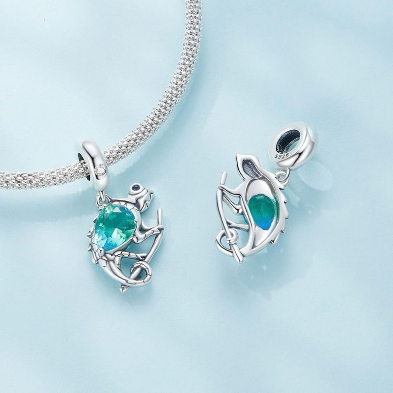 Excefore 925 Sterling Silver Animal Pendant Beads, Bead Charms for Bracelets, Girls Jewelry Beads Women Gift Bracelets and Necklaces, Crystal Everyday Accessories (Chameleon Pendant) - Image 5