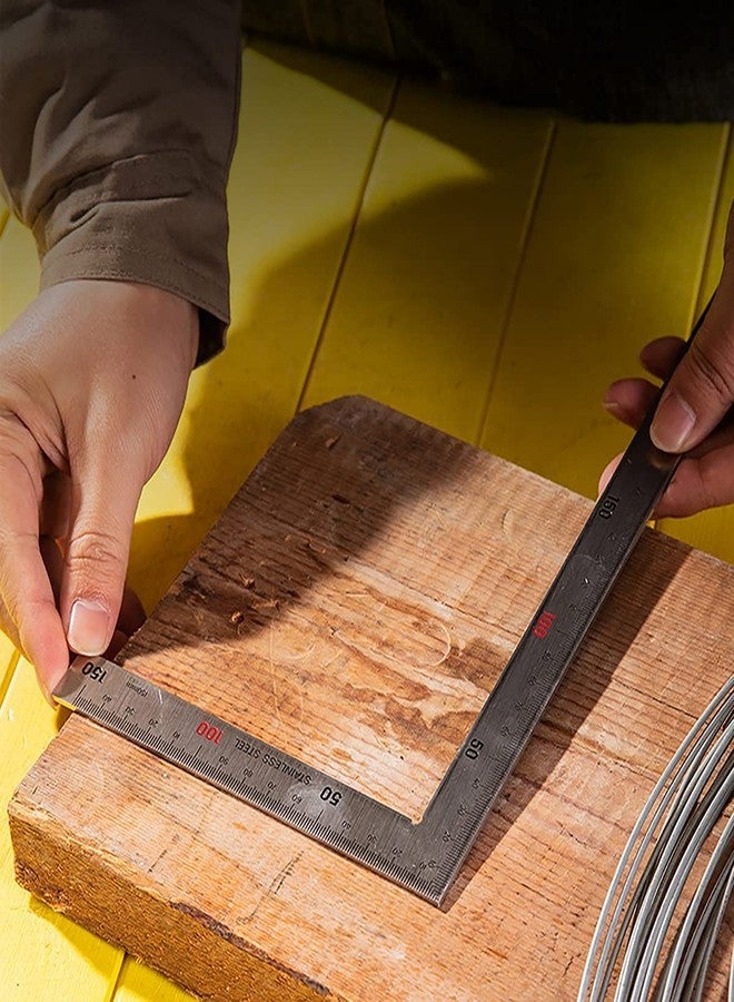 اتول مارت مسطرة زاوية قائمة من يوتول مارت، مسطرة مربعة للتأطير، 150 × 300 مم من الفولاذ المقاوم للصدأ، مسطرة على شكل حرف L، مسطرة تأطير، أداة مربعة للمهندس النجار - Image 5