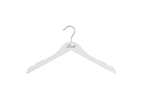 NAHANCO B20117 Bridal Hanger, White Wood Hanger with Black Imprint (Bride), 17” (1 Piece), White w/Black Imprint - Image 5