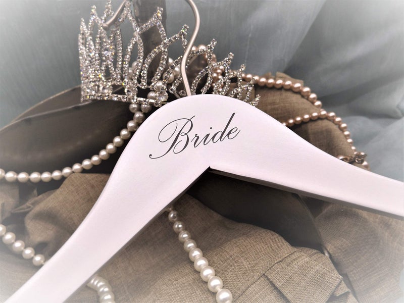 NAHANCO B20117 Bridal Hanger, White Wood Hanger with Black Imprint (Bride), 17” (1 Piece), White w/Black Imprint - Image 4