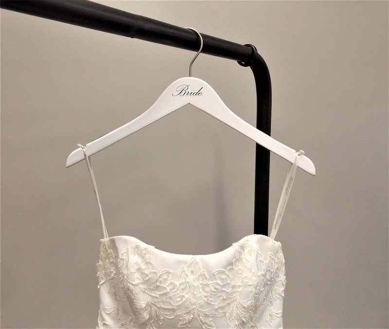 NAHANCO B20117 Bridal Hanger, White Wood Hanger with Black Imprint (Bride), 17” (1 Piece), White w/Black Imprint - Image 2