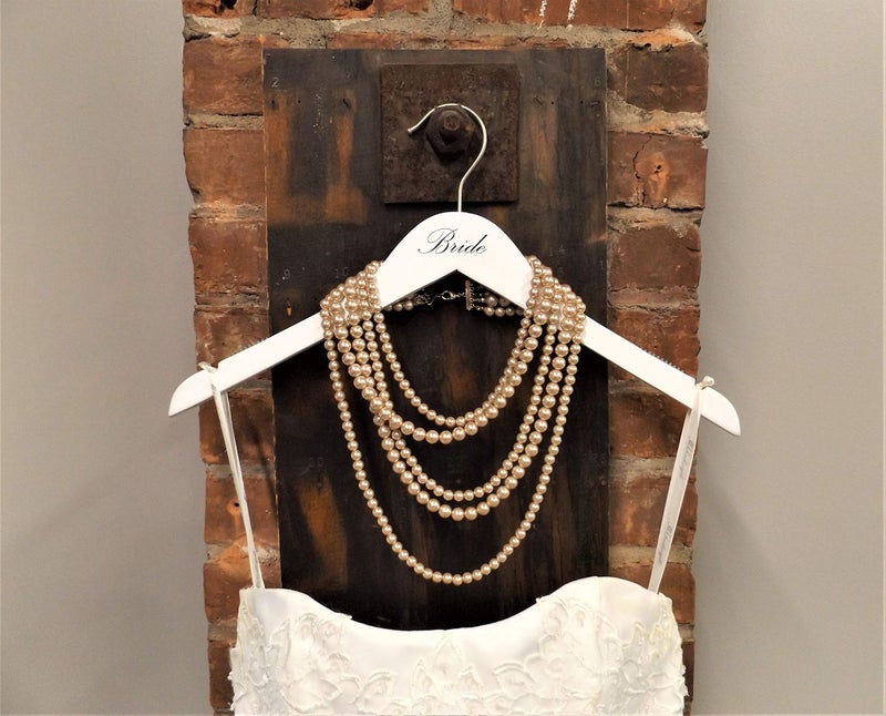 NAHANCO B20117 Bridal Hanger, White Wood Hanger with Black Imprint (Bride), 17” (1 Piece), White w/Black Imprint - Image 3