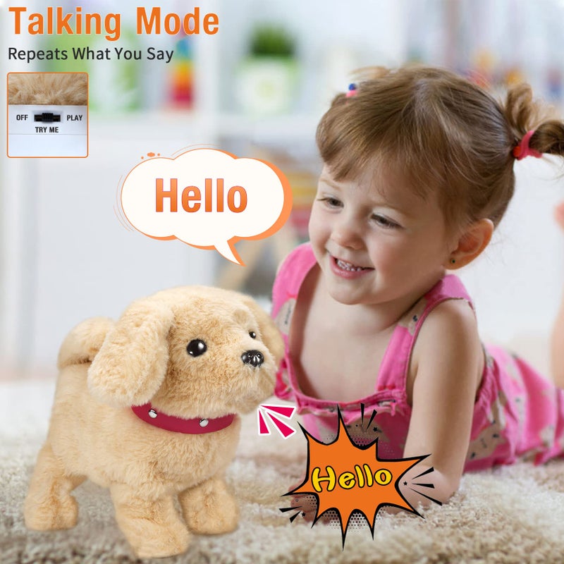 Koonie Talking Plush Golden Retriever Toy Repeats What You Say, Barks and Walks - Electronic Interactive Stuffed Puppy for Kids - Image 3
