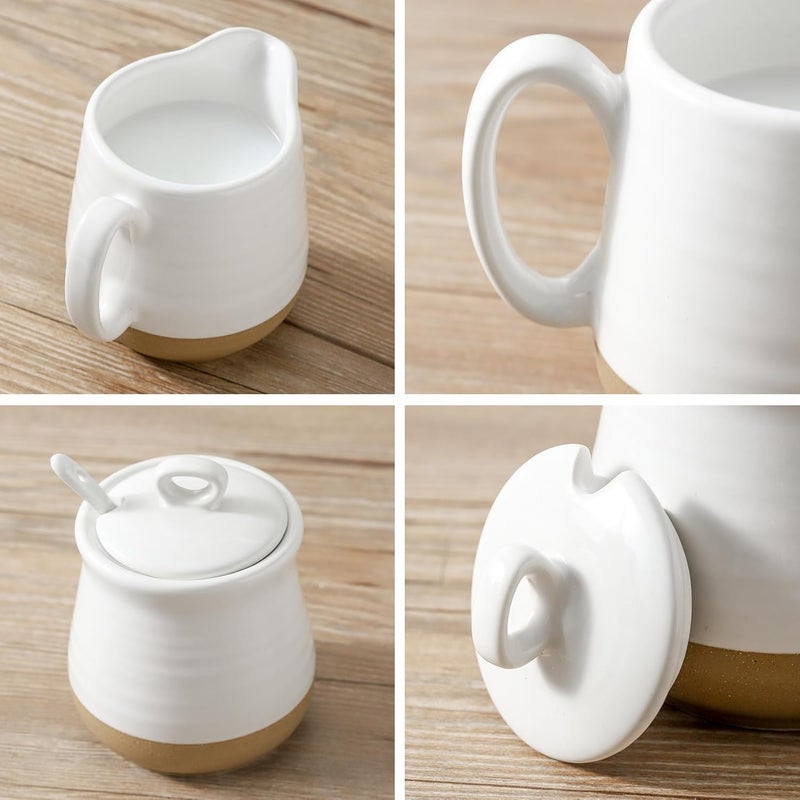 glowworm Sugar and Creamer Set, Vintage Porcelain Pitcher Creamer Sugar Bowl with Lid, 11 Ounce Sugar Bowl, 10 Ounce Cream Pitcher, Dishwasher Safe, White - Image 4