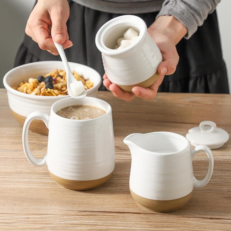glowworm Sugar and Creamer Set, Vintage Porcelain Pitcher Creamer Sugar Bowl with Lid, 11 Ounce Sugar Bowl, 10 Ounce Cream Pitcher, Dishwasher Safe, White - Image 5