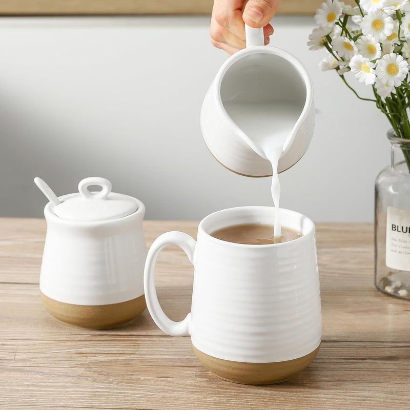 glowworm Sugar and Creamer Set, Vintage Porcelain Pitcher Creamer Sugar Bowl with Lid, 11 Ounce Sugar Bowl, 10 Ounce Cream Pitcher, Dishwasher Safe, White - Image 3
