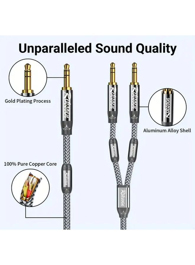 3.5mm Audio Cable 0.6m Gold Plated Braided Nylon Compatible Smartphones Headphones - Image 4
