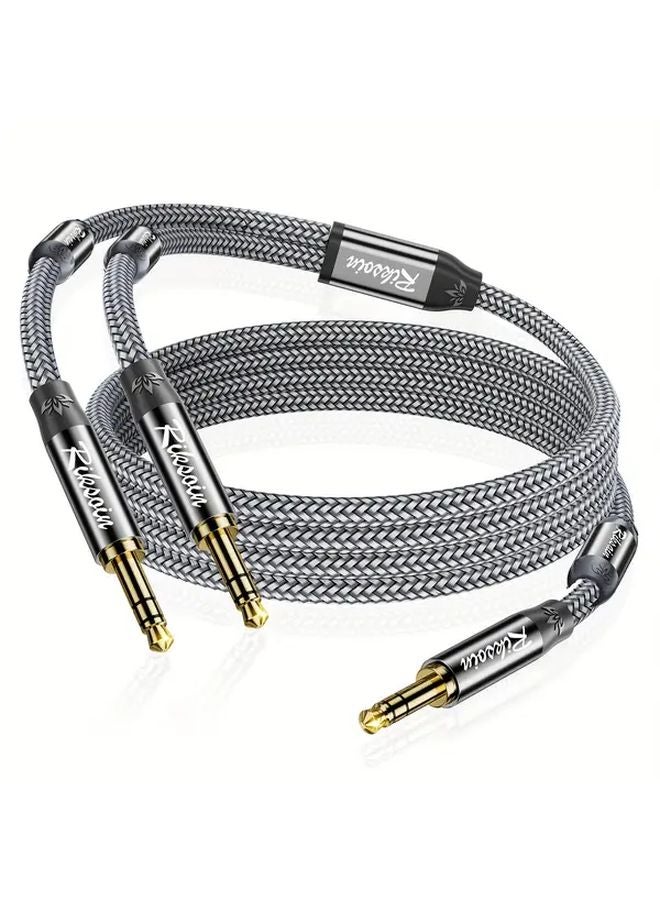 3.5mm Audio Cable 0.6m Gold Plated Braided Nylon Compatible Smartphones Headphones - Image 1