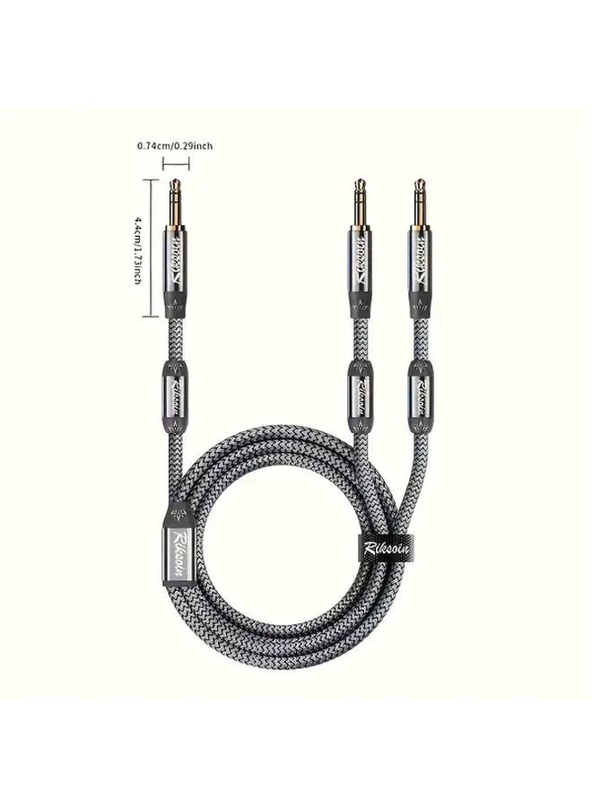 3.5mm Audio Cable 0.6m Gold Plated Braided Nylon Compatible Smartphones Headphones - Image 3