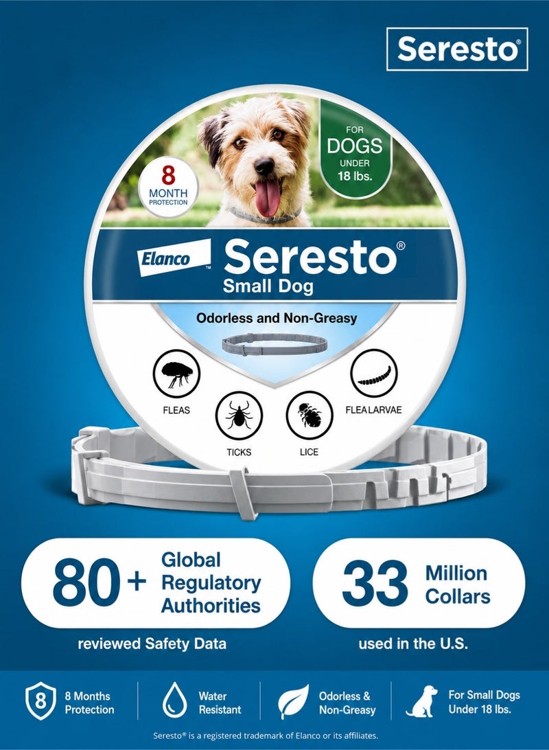 Seresto Small Dog Veterinarian Recommended Flea and Tick Treatment and Prevention Collar for Dogs Under 18 lbs. | 1 Pack - Image 1