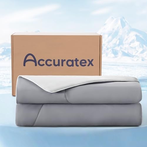 بطانية تبريد ACCURATEX مريحة بحجم كوين/فول Qmax045 بطانية ArcChill للتبريد للنائمين في الحرارة بطانيات خفيفة وباردة للتعرق الليلي بطانية صيفية ناعمة وقابلة للتنفس رمادية 90x90