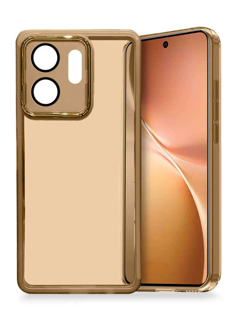 دبليو تيك غلاف هاتف رقيق للغاية بحواف كهربائية للكاميرا لحماية عدسة الكاميرا من TPU الشفاف الناعم vivo V60 5G 2025 - بني - Image 1