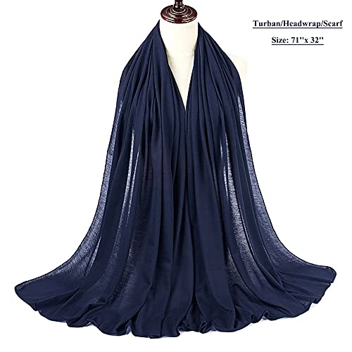 Harewom Headwraps for Women African Turbans Stretch Jersey Knit Scarf Headbands Tie for Bad Hair Day Navy Blue - Image 2