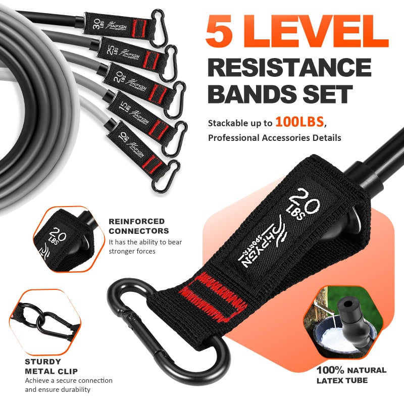HPYGN Exercise Resistance Bands Set for Women, 100lbs Workout Bands with Handles, Exercise Gifts for Women, Wife, Daughter, Mother, Great for Resistance Training, Yoga, Physical Therapy, Shape Body - Image 2