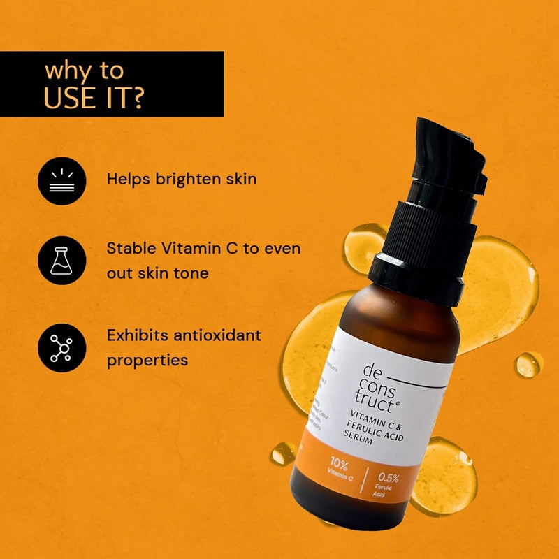 Deconstruct 10 NonIrritating Vitamin C Face Serum For Glowing Skin10 Vitamin C 05 Ferulic AcidWater Based Serum Highly Stable Vitamin C Face Serum For Women And MenBeginner Friendly20 Ml - Image 5