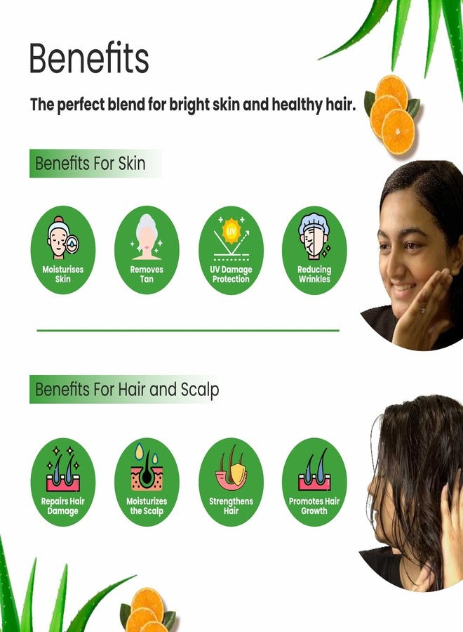 Glisna Pure Aloevera Gel for Face & Hair with Orange Extract Organic Aloe Vera Gel for Hair & Skin, Sun Burn, Dark Circle & Acne | Moisturizer for Men & Women | Natural & Ayurvedic (Pack of 2) - Image 5