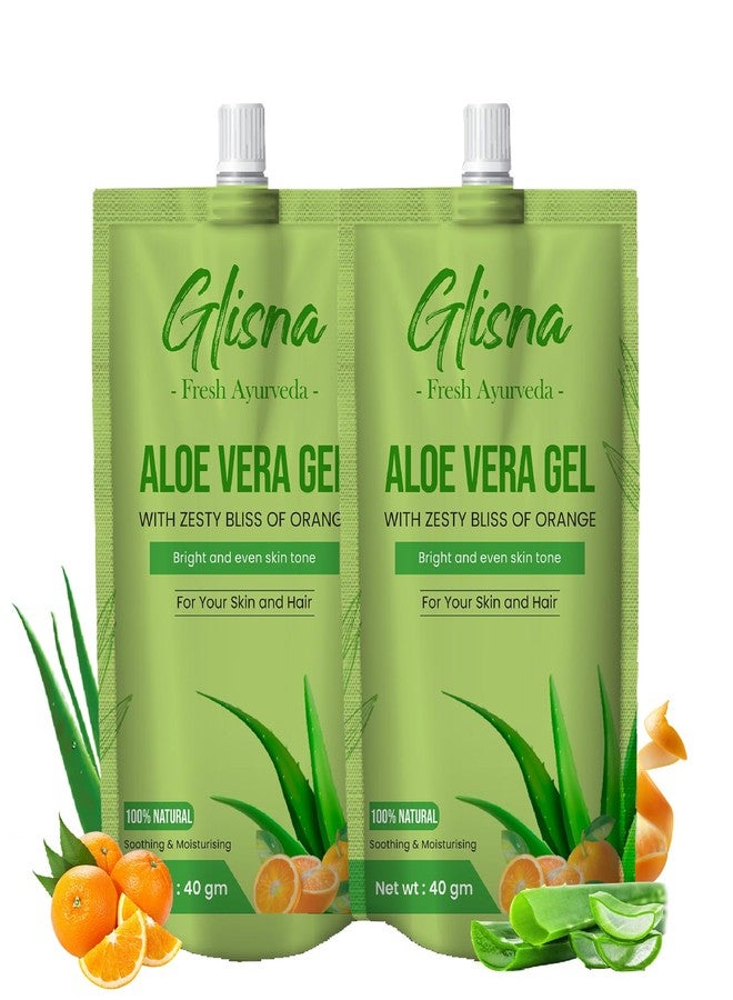 Glisna Pure Aloevera Gel for Face & Hair with Orange Extract Organic Aloe Vera Gel for Hair & Skin, Sun Burn, Dark Circle & Acne | Moisturizer for Men & Women | Natural & Ayurvedic (Pack of 2) - Image 1