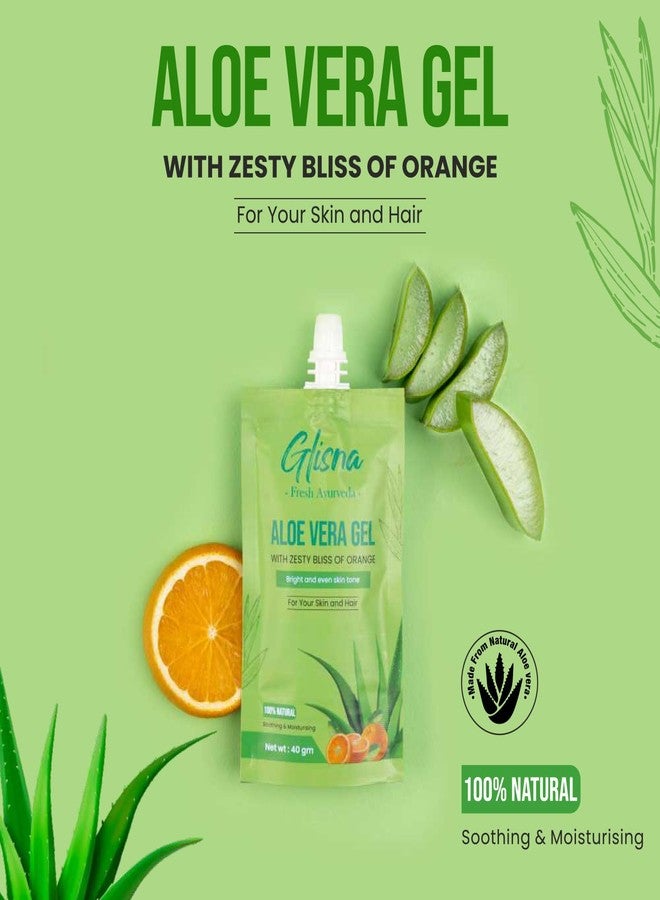 Glisna Pure Aloevera Gel for Face & Hair with Orange Extract Organic Aloe Vera Gel for Hair & Skin, Sun Burn, Dark Circle & Acne | Moisturizer for Men & Women | Natural & Ayurvedic (Pack of 2) - Image 2