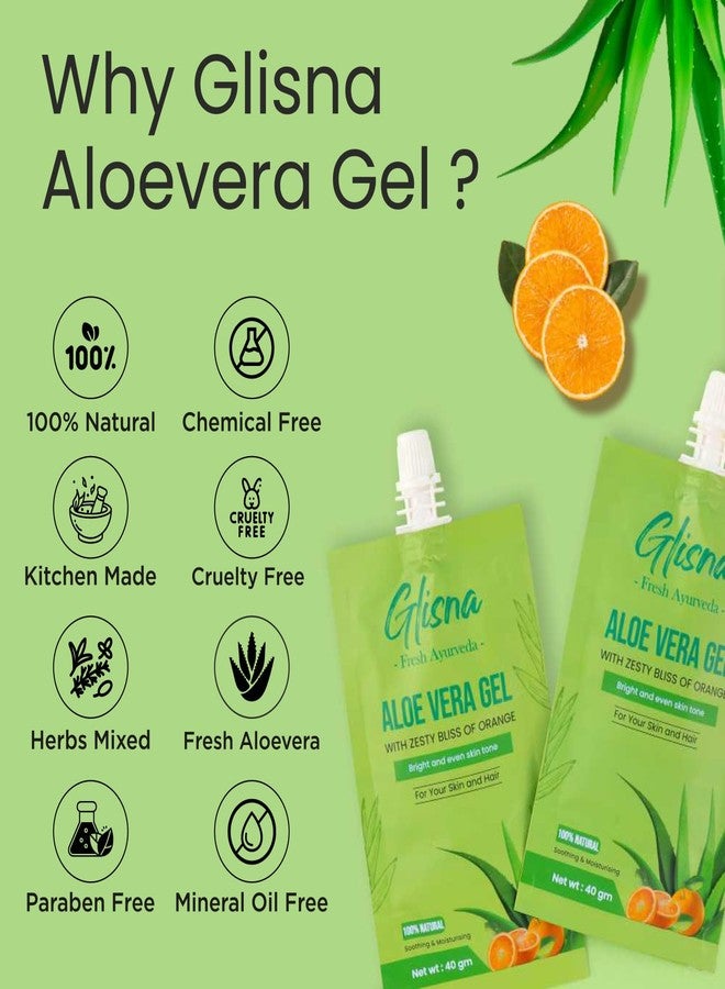 Glisna Pure Aloevera Gel for Face & Hair with Orange Extract Organic Aloe Vera Gel for Hair & Skin, Sun Burn, Dark Circle & Acne | Moisturizer for Men & Women | Natural & Ayurvedic (Pack of 2) - Image 4