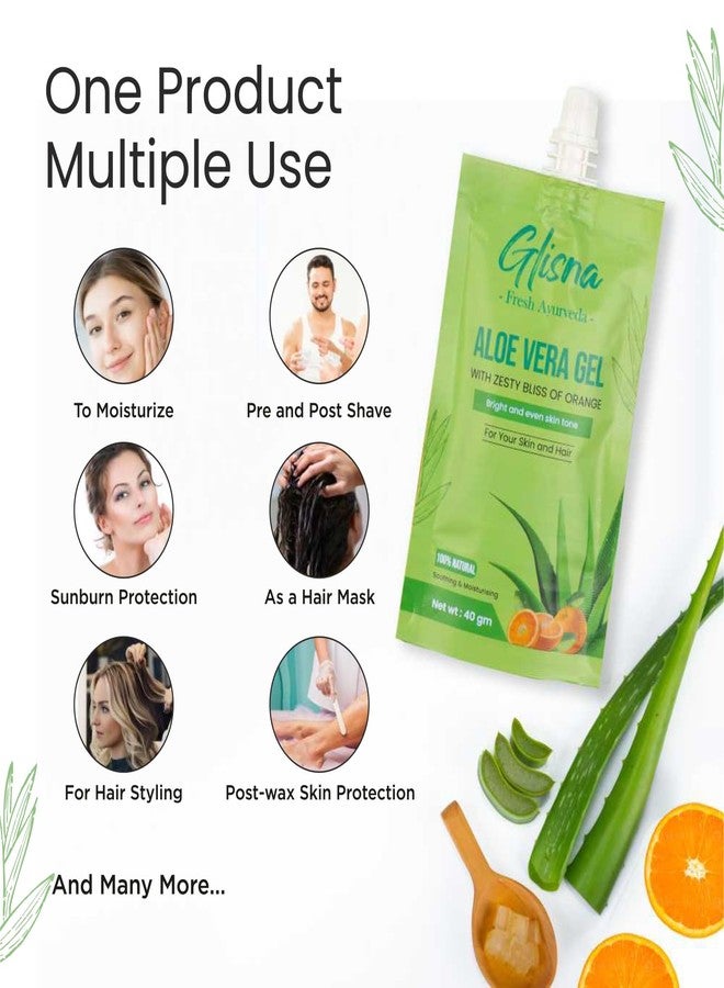 Glisna Pure Aloevera Gel for Face & Hair with Orange Extract Organic Aloe Vera Gel for Hair & Skin, Sun Burn, Dark Circle & Acne | Moisturizer for Men & Women | Natural & Ayurvedic (Pack of 2) - Image 3