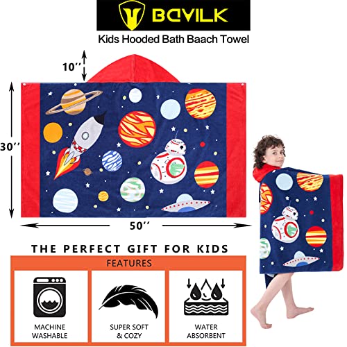 Bavilk Kids Bath Towels, Kids Towel Girls Boys Hooded Beach,Bathroom,Pool Swim Towels 30 × 50 INCH Large Size Ultra Absorbent Cute Cartoon Animal Full Vitality 100% Cotton Wearable Wrap for Child - Image 5