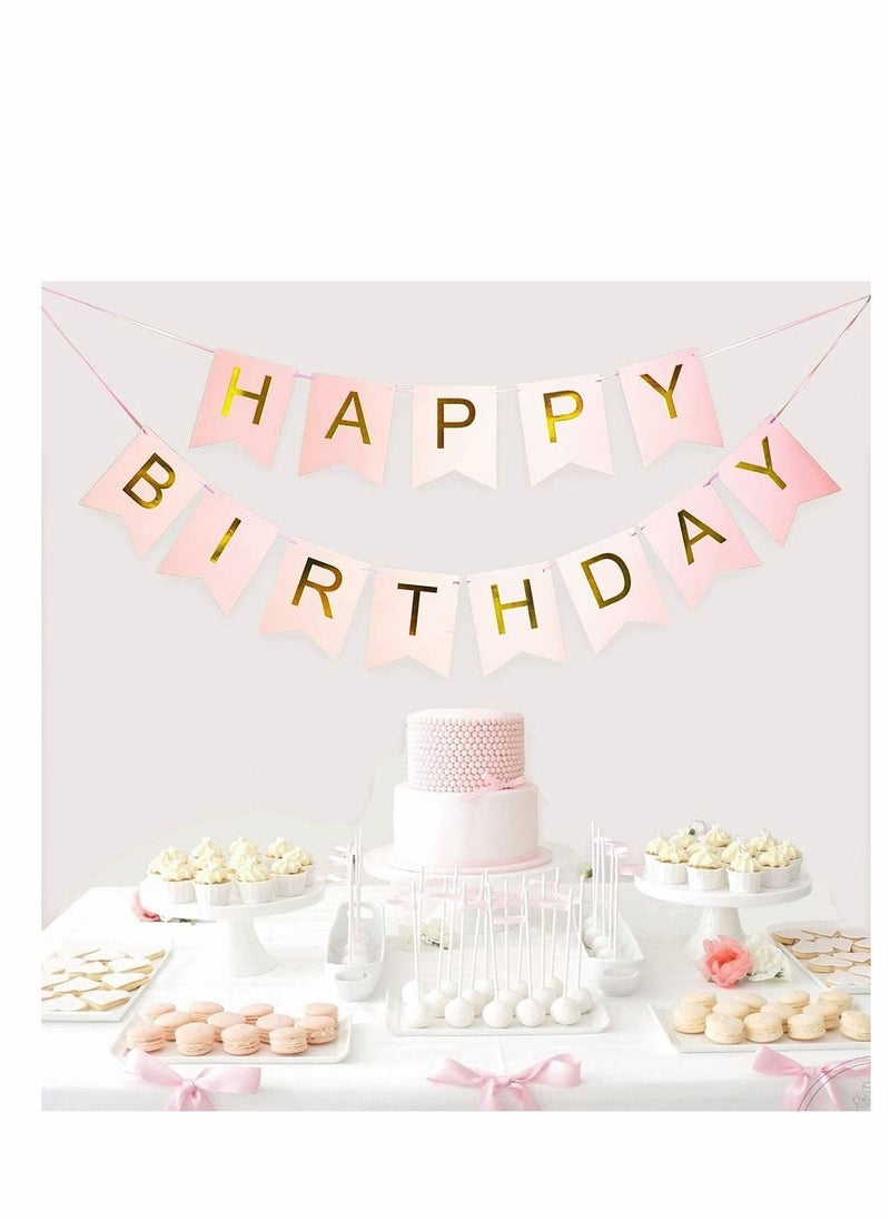 SYOSI - Happy Birthday Banner, with Shimmering Gold Letters, Swallowtail Design Hanging Signs Party Decorations, for Birthday Party, Decorations Kids Adults Baby Pet Birthday Letters Party Supplies - Image 1