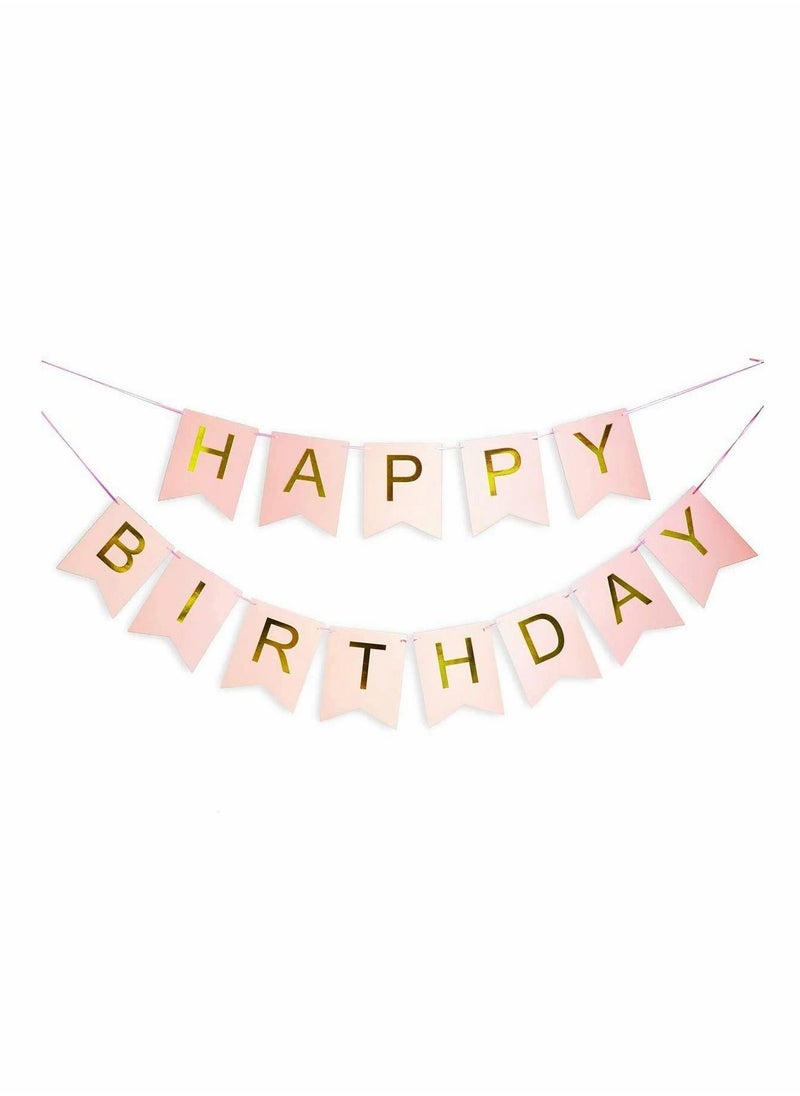 SYOSI - Happy Birthday Banner, with Shimmering Gold Letters, Swallowtail Design Hanging Signs Party Decorations, for Birthday Party, Decorations Kids Adults Baby Pet Birthday Letters Party Supplies - Image 1