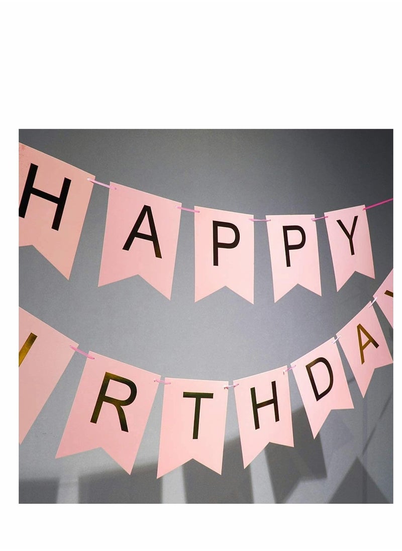 SYOSI - Happy Birthday Banner, with Shimmering Gold Letters, Swallowtail Design Hanging Signs Party Decorations, for Birthday Party, Decorations Kids Adults Baby Pet Birthday Letters Party Supplies - Image 1