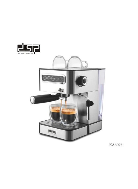 ماكينة تحضير اسبريسو 850 وات بضغط 20 بار مع حامل فلتر باريستا/اداة خفق لبن/فوهة مزدوجة/شبكة تقطير قابلة للازالة/خزان مياه 1.6 لتر/لوحة تسخين تعمل باللمس