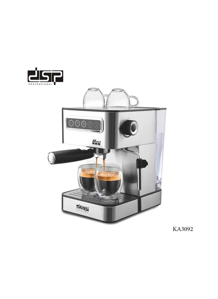 DSP DSP Espresso Machine, Barista Filter Holder Machine with 850 W, 20 Bar Pressure, Coffee Machine with Milk Frother, Double Spout, Removable Drip Grid, 1.6 L Water Tank, Warming Plate (Touch)  - Image 1