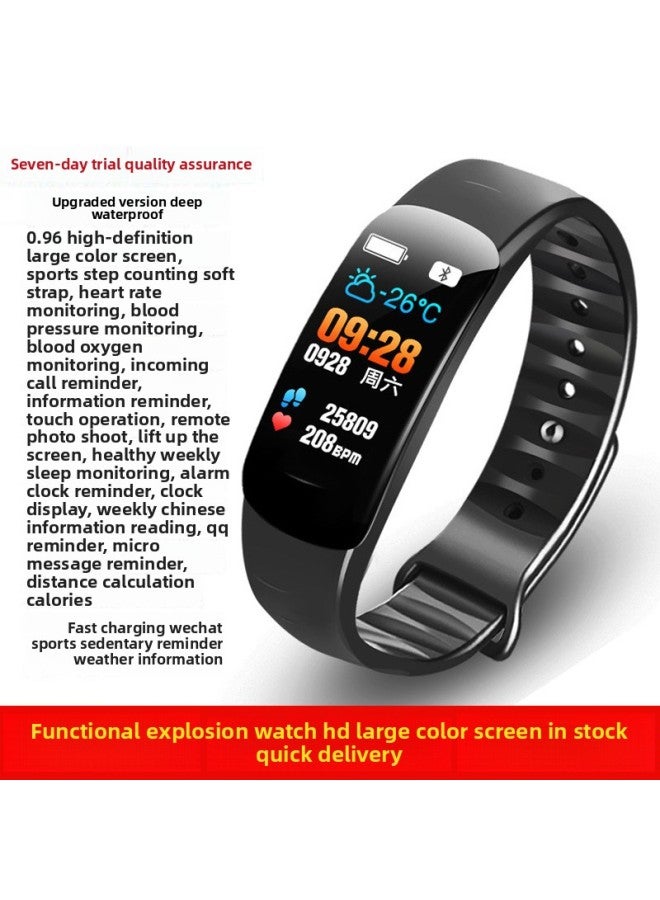 Smart Bracelet C1s Blood Pressure Heart Rate Waterproof Color Screen Bluetooth Pedometer Sports Bracelet Watch Direct Sale-Colour:Purple - Image 2