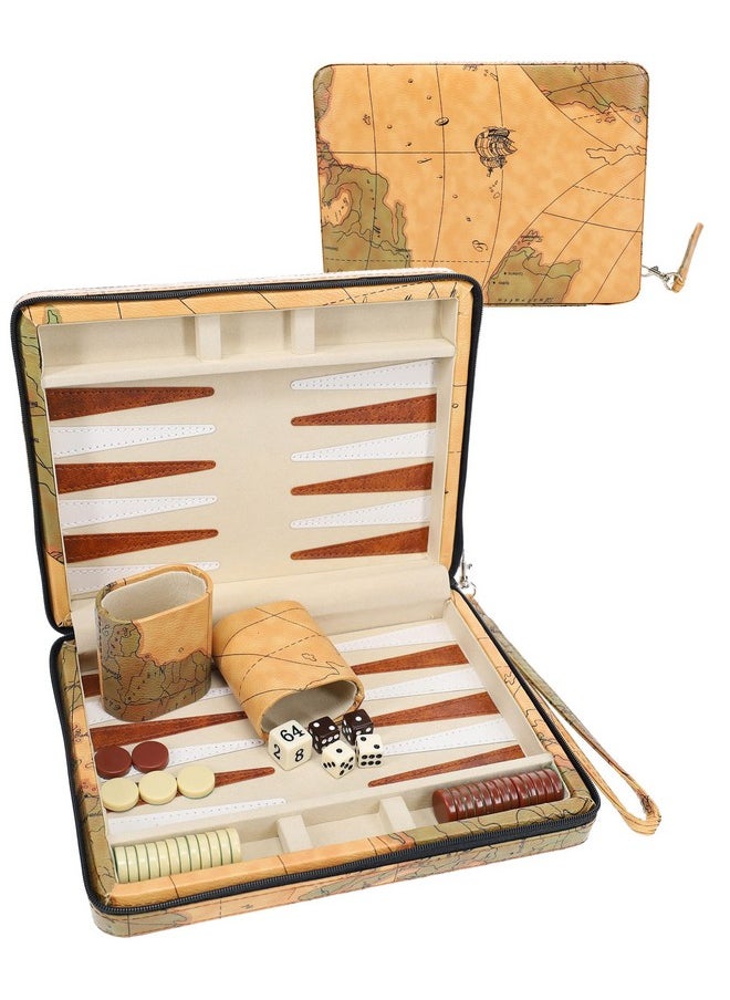 WE Games Magnetic Map Style Backgammon Board And Carrying Strap - Board Games For Adults, Travel Games, Travel Backgammon Sets For Adults  - Image 1