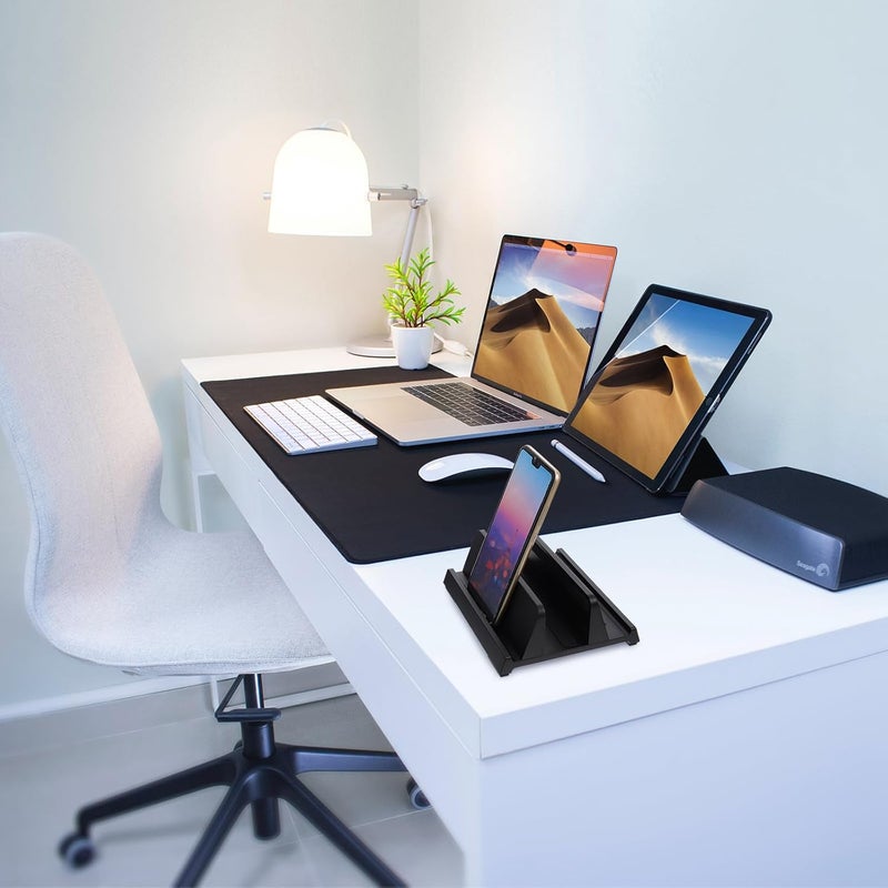 Zerodeko Adjustable Width Abs Holder for Phones and Tablets, Multi-Device Vertical Dock for Office and Home Use, Black - Image 5