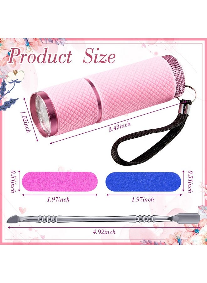 Chumia Mini Uv Led Nail Lamp For Gel Nails With 9 Led And Nail Cuticle Pusher Portable Gel Led Uv Nail Lamp Stainless Steel Manicure Tool With 2 Pieces Nail Files For Girl Woman Home (Pink)  - Image 3