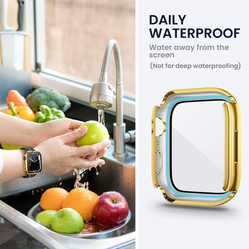 Tensea (2 in 1) for Waterproof Apple Watch Screen Protector Case SE 2nd Generation SE Series 6 5 4 40mm Accessories, iWatch PC Face Cover Built-in Tempered Glass Film, Front and Back Bumper Women Men - Image 4