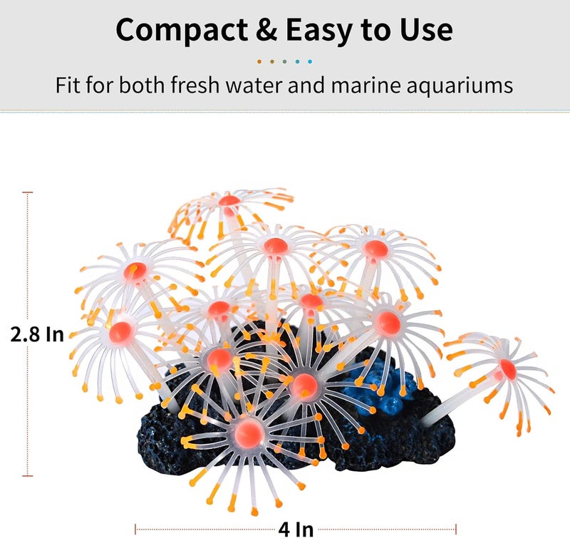 Uniclife Glowing Effect Artificial Coral Plant for Fish Tank, Decorative Aquarium Ornament, Orange - Image 5
