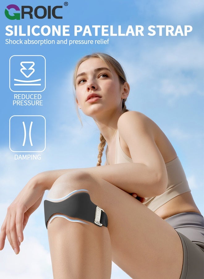 GROIC Patellar Tendon Support Strap 1Pc for Men & Women, Adjustable Knee Brace with Targeted Pressure Pad & Non-Slip Silicone for Patella Tendonitis - Flex Wrap Knee Band for Running, Fitness, Hiking, Volleyball - Black - Image 2