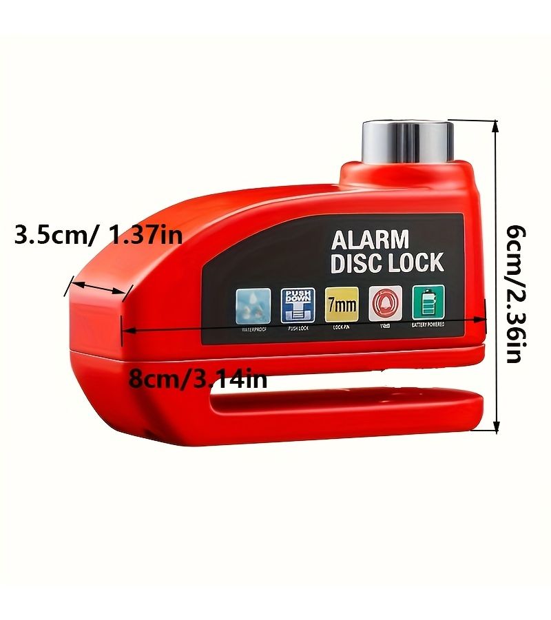 Grey High Grade Alarm Disc Brake Lock For Electric Scooter Bicycle Tricycle Anti Theft Outdoor Riding Aluminum Alloy Body Durable Rust Proof Loud Sound - Image 2
