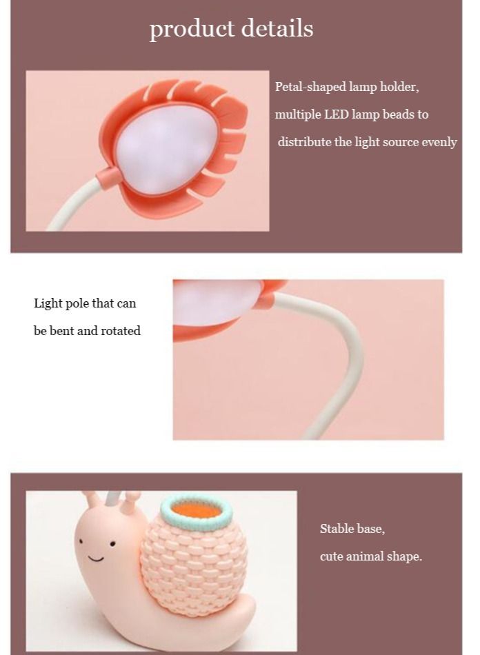 NIBEMINENT 1-Piece LED Cartoon Charging Snail Pen Holder Table Lamp - Image 2