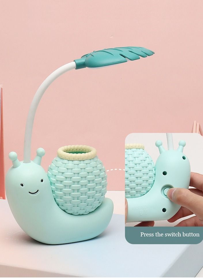 NIBEMINENT 1-Piece LED Cartoon Charging Snail Pen Holder Table Lamp - Image 1