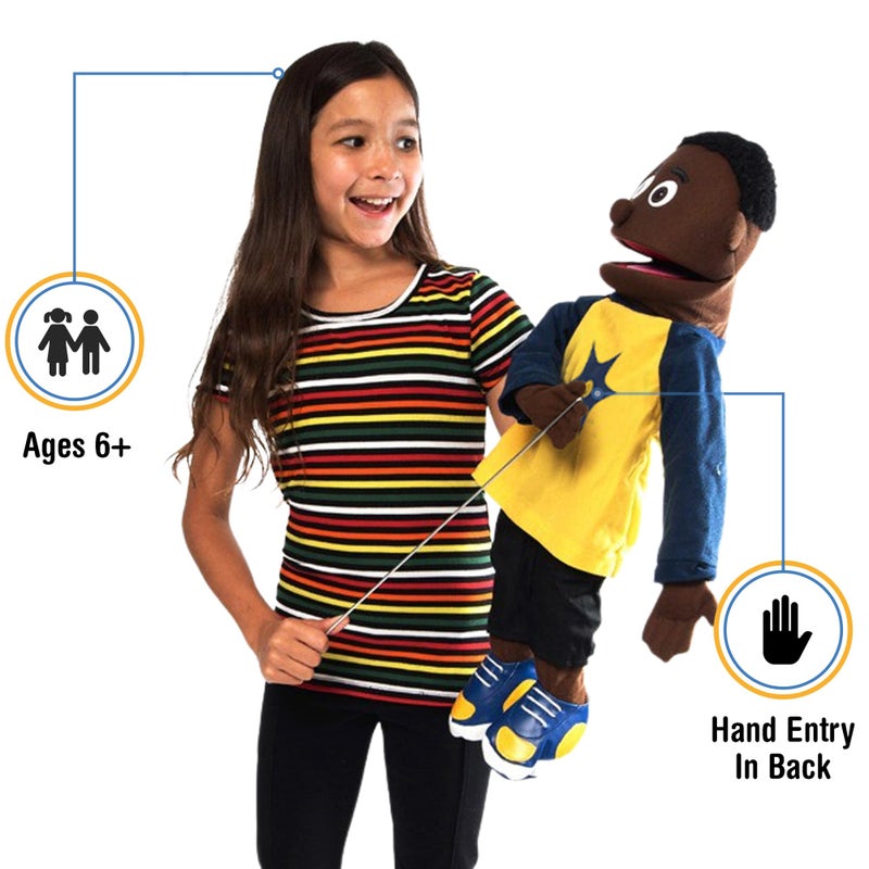 Silly Puppets 25 Jordan Black Boy Full Body Ventriloquist Style Puppet - Image 3