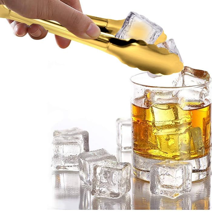 XEVOM 4 Pack Gold Serving Tongs XEVOM Buffet Tongs Serving Utensils Salad Tongs Stainless Steel Gold Plated Buffet Serving Tongs,9 Inch - Image 4