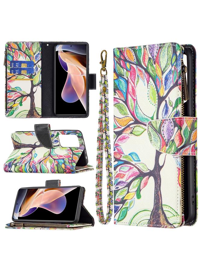 Case For Xiaomi Redmi Note 11 Pro / 11 Pro+ Colored Drawing Pattern Zipper Leather Phone Case