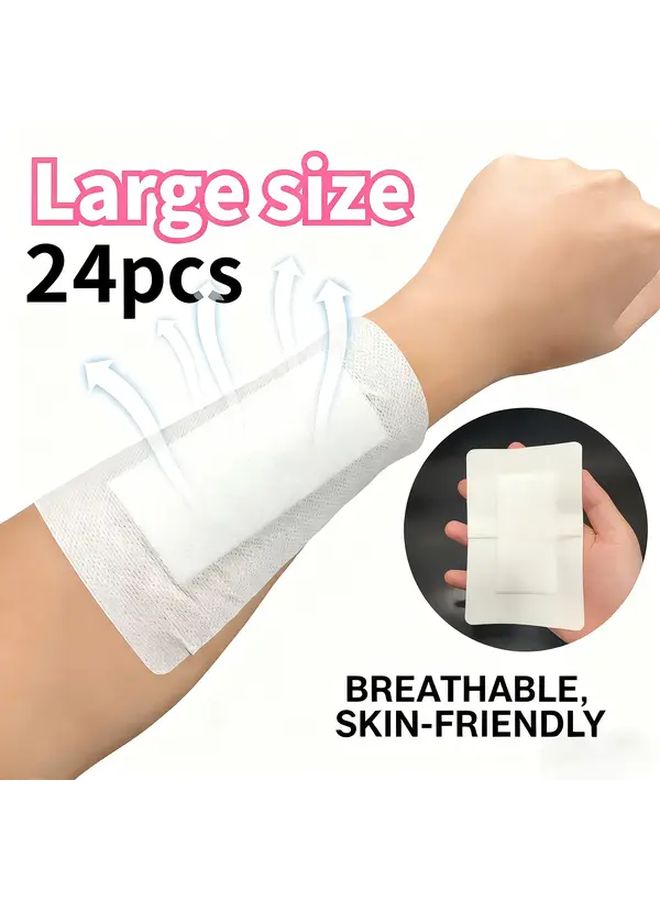 Large Breathable Dressing Patches 24pcs For Cuts Abrasions Easy Peel Stick Bandage - Image 1