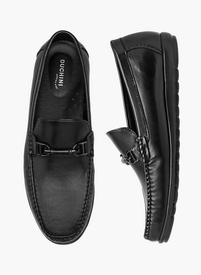 DUCHINI Men Metal Accent Slip-On Loafers