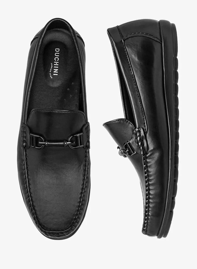 DUCHINI Men Metal Accent Slip-On Moccasins
